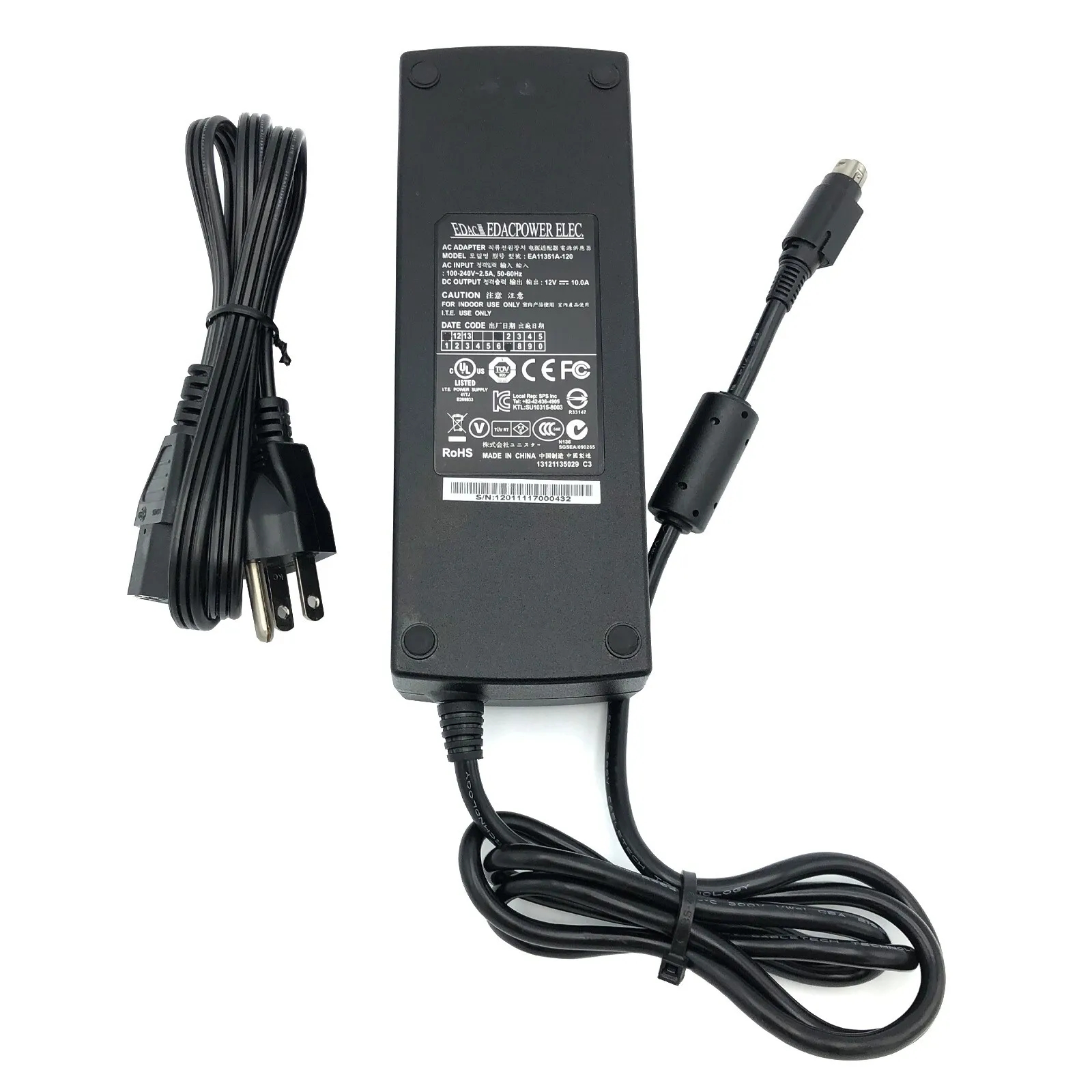 *Brand NEW*Genuine Edac EA11351A-120 12V 10A AC Adapter 4Pin Power Supply